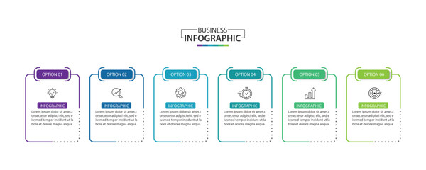 Wall Mural - business infographic template. 6 step timeline journey. process diagram, infographic elements vector