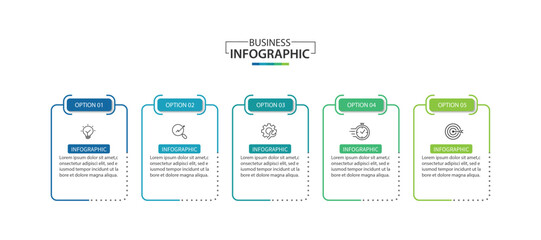 Wall Mural - business infographic template. 5 step timeline journey. process diagram, infographic elements vector