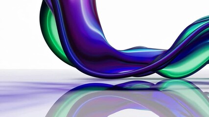Aufkleber - Abstract wave with blue and green colors reflecting on a glossy surface. Modern art design