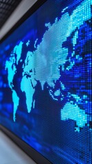 Aufkleber - Global Network World Map Display Technology Showcase Digital Art Installation Urban Environment Close-Up View Visual Communication