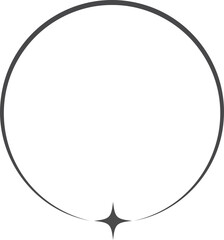 Poster - Outline aesthetic frame with star. Border graphic design. Modern minimal round shape. Simple cute decorative y2k geometric template.