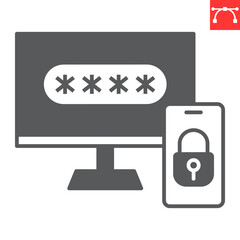 Aufkleber - Two step authentication glyph icon, security and protection, 2FA two factor authentication vector icon, vector graphics, editable stroke solid sign, eps 10.