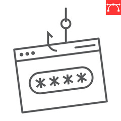Poster - password phishing line icon, security and scam, phishing vector icon, vector graphics, editable stro