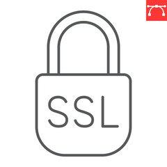 Aufkleber - SSL padlock line icon, security and protection, SSL encryption vector icon, vector graphics, editable stroke outline sign, eps 10.