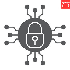 Aufkleber - Digital padlock glyph icon, security and protection, encryption vector icon, vector graphics, editable stroke solid sign, eps 10.