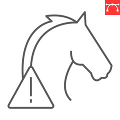 Aufkleber - trojan virus line icon, security and protection, trojan horse vector icon, vector graphics, editable
