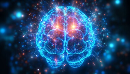 Poster - Neural AI brain structure with firing synapses, complex neuron connections, intricate patterns, glowing light, futuristic technology, ultradetailed 8K render