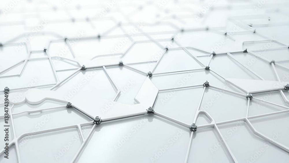 Form elegant white circuit web patterns with subtle metallic nodes ...