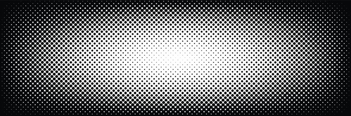 Aufkleber - Modern black halftone gradient background with a stylish dotted texture. Abstract digital pattern for technology, futuristic design, and elegant compositions