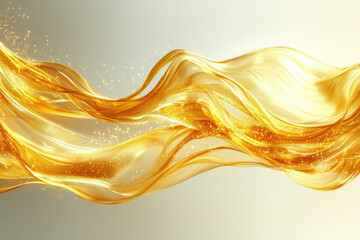 Poster - Golden liquid flowing gracefully, shimmering with sparkling particles against a subtle background.