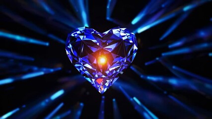 Aufkleber - Crystal blue heart with glowing core in space, radiant energy concept