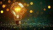 © Sukkamon - Glowing Light Bulb with Sparkling Connections and Bokeh Background for Creative Concepts