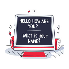 Poster - Computer screen vector displaying text phrases like 
