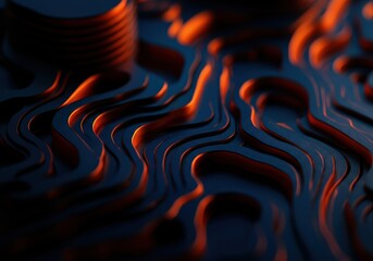 Poster - Abstract close-up of textured waves illuminated by warm light
