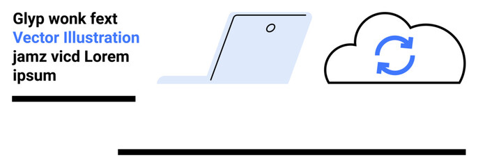 Poster - laptop connecting to a cloud with a data sync icon symbolizing technology, remote storage, and seaml