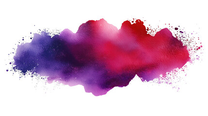 Wall Mural - one single purple and red watercolor aquarelle abstract splash stain isolated on white or transparen