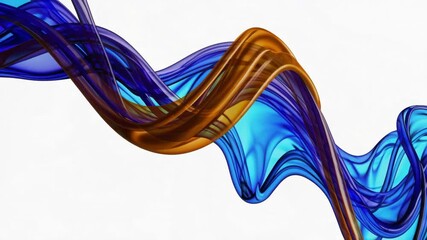 Poster - Abstract waves of blue and orange colors on white background, artistic design concept