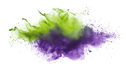Wall Mural - one single green and purple watercolor aquarelle abstract splash stain isolated on white or transpar