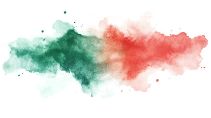 Wall Mural - one single green and red watercolor aquarelle abstract splash stain isolated on white or transparent