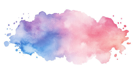 Wall Mural - one single soft pastel watercolor aquarelle abstract splash stain isolated on white or transparent b