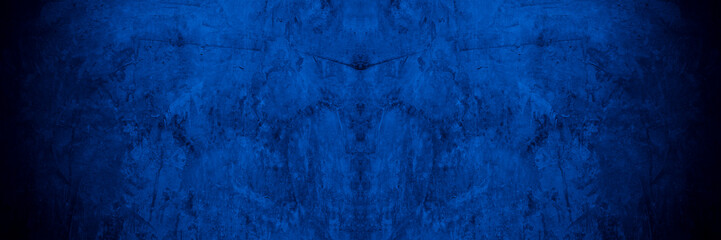 Poster - Old wall pattern texture cement blue dark abstract  blue color design are light with black gradient background.