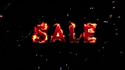Aufkleber - Glowing sale text with fiery effects on a dark background. Shopping promotion concept