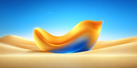 Poster - Abstract Fluid Shape in Desert Landscape with Clear Blue Sky Backdrop