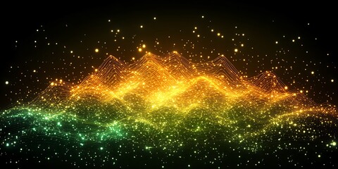 Poster - Abstract glowing landscape with particles resembling data visualization