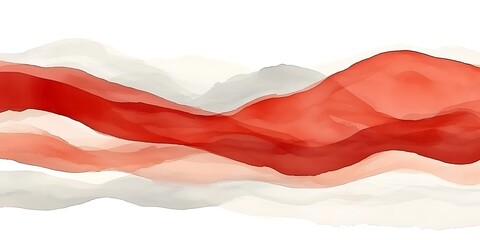 Poster - Abstract Watercolor Waves in Red and Gray Gradient on White Background