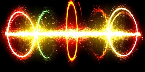 Poster - Dynamic circular light painting on black background creates a cosmic vibe