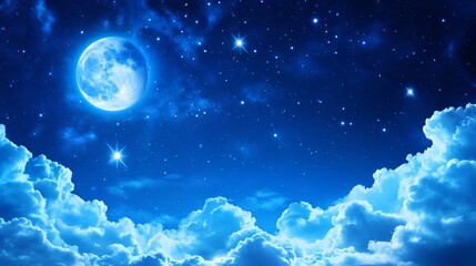Wall Mural - serene night sky with full moon and clouds - a breathtaking view of a full moon shining brightly ami