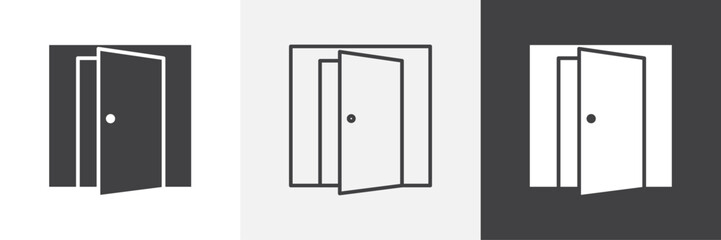 Fototapete - Door open icons in Thin line black color. flat simple vector symbols illustration.