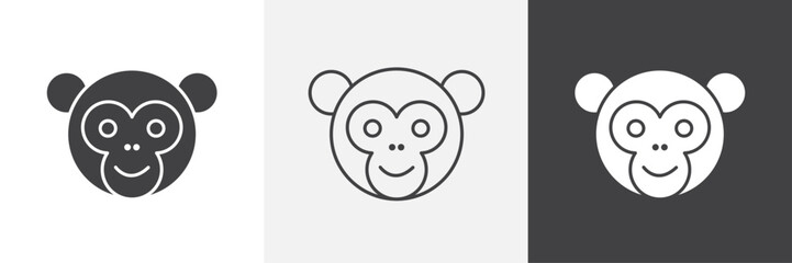 Poster - Monkey icons in Thin line black color. flat simple vector symbols illustration.