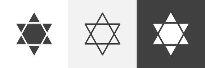 Aufkleber - Star of david icons in Thin line black color. flat simple vector symbols illustration.