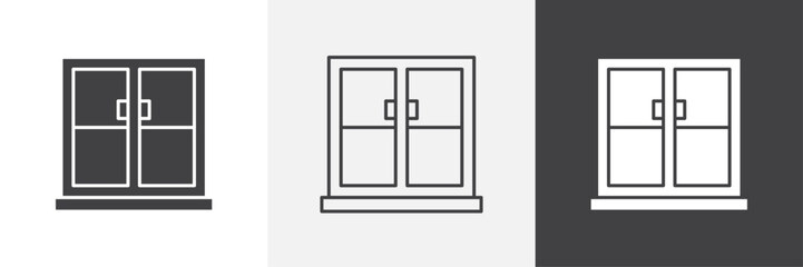 Aufkleber - Window icons in Thin line black color. flat simple vector symbols illustration.