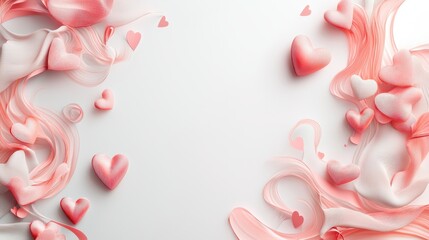 Poster - Romantic Heart Borders for Wedding Themes with Soft Waves and Cute Pink Accents