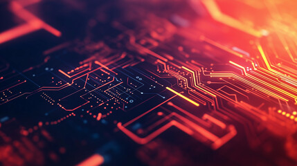 Poster - A beauty futuristic abstract background in a high-tech style. Shining lines and patterns resembling neural networks, connections, and digital circuits.