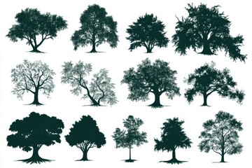 Variety of Trees Silhouettes