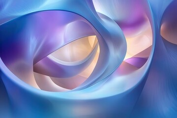 Poster - Abstract curves in blue purple and gold create a flowing dreamlike background