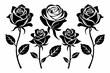 © Pinak - rose flower set line art silhouette vector illustration