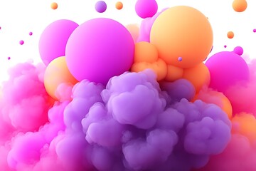 Aufkleber - Colorful Spheres Interacting with Textured Smoke in Abstract Composition