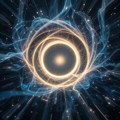Poster - Abstract Portal with Glowing Rings and Energy Streams Illustration