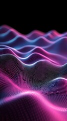 Poster - A dynamic, abstract wave design with radiant blue, pink, and purple shades on a dark canvas, suggesting depth and fluidity