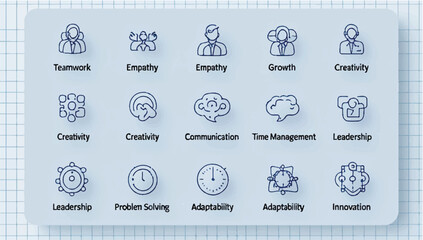 Fototapete - Diverse icon set for UI/UX, web, app, business. Flat vector design, modern and simple.