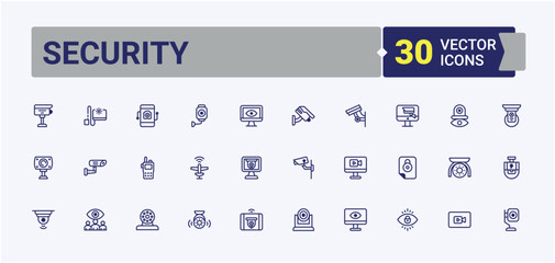 Wall Mural - security related icon. featuring shield, guard, protection, cctv, firewall and more. surveillance li