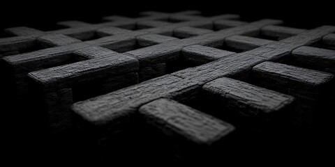 Poster - abstract geometric background with dark gray wooden lattice structure
