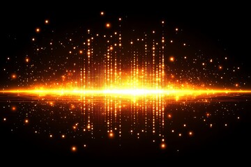 Poster - abstract sparkling orange light effect on dark background for digital art