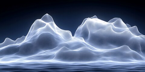 Aufkleber - Digital Rendering of Mountain Range with Shimmering Blue Hues on Dark Backdrop
