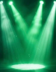 Poster - Dramatic green stage lighting effect, beams of illumination on a dark scene