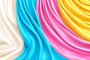 Aufkleber - Dynamic Colorful Silk Fabric Waves for Modern Design and Artistic Backgrounds